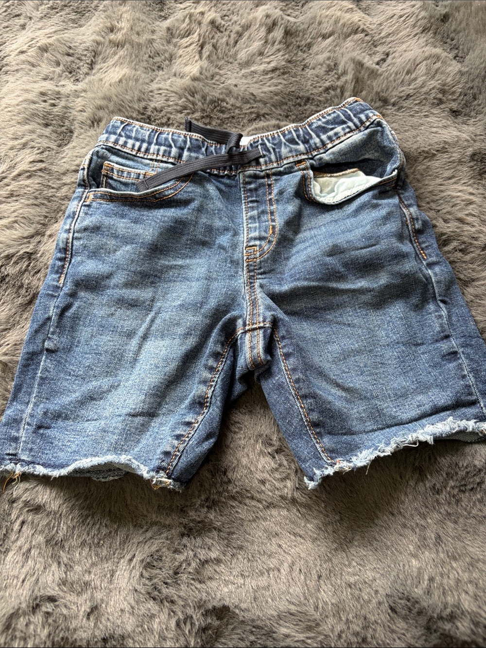 KIDS Blue Denim Casual Shorts - Elastic Waist Boys 6/7